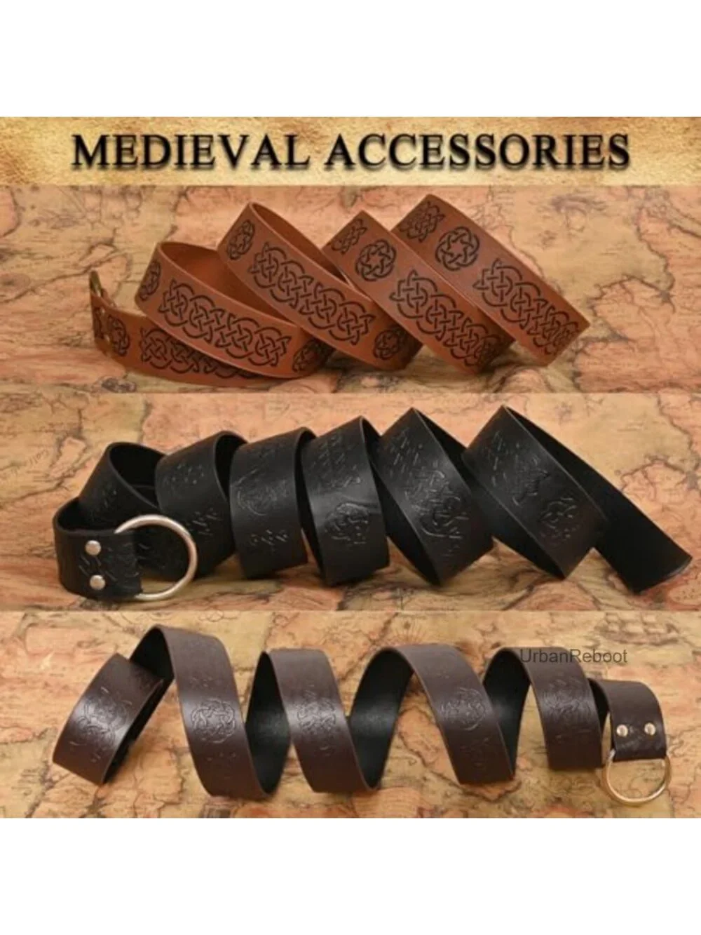 Medieval Faux Leather Viking Belt Renaissance Knight Halloween Cosplay Accessory
